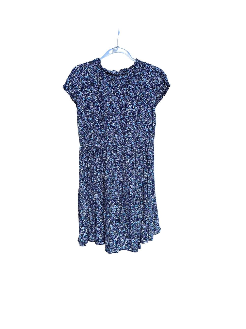 Blue Floral Short Sleeve Women's Dress